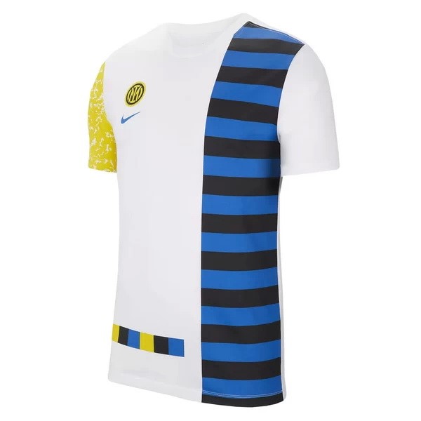 Trainingsshirt Inter Milan 2021-2022 Weiß Blau Gelb Günstige Fußballtrikots